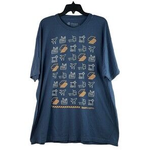 Steam Logistics Short Sleeve Tee Shirt XL Men Blue Transportation Graphics